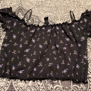 floral cropped off the shoulder top